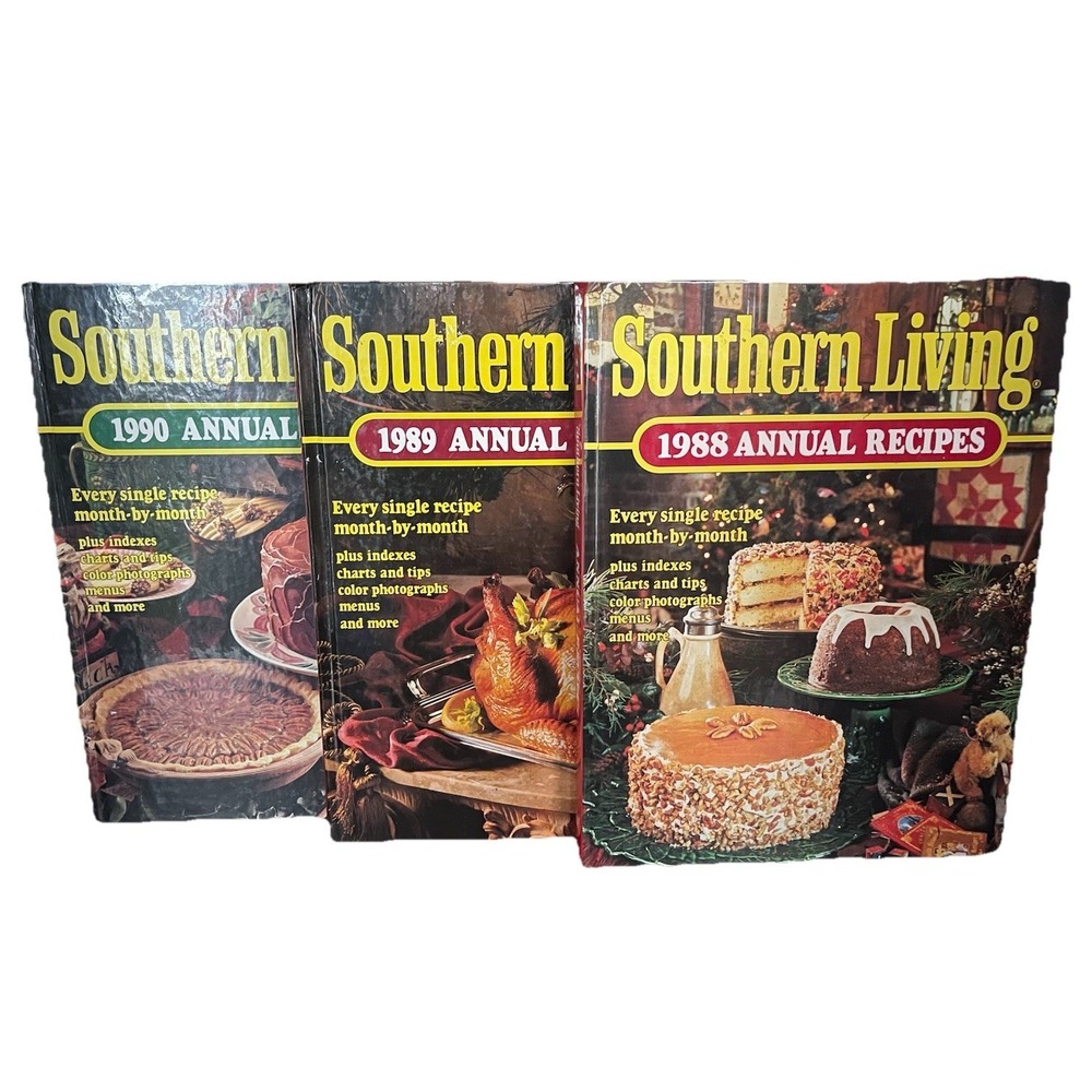 Southern Living Annual Recipes 1988-1990‎ (3 Books) Hardcover Cookbooks-1st Edt.